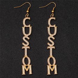 Dangle Chandelier Custom Zircon Earrings for Women Girls Personalised Name Hiphop Sexy Drop Party Jewellery 230704