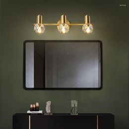 Wall Lamp Nordic Crystal Mirror Headlight Bathroom Led Modern Simple Dressing All Copper Cabinet Special