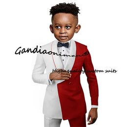 Suits Boys 2 piece Suit for Wedding Colour Block Jacket Pants Fashion Party Clothes Kids 2-16 Years Old Customised OutfitHKD230704