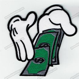 Funny Money In Hands Embroidery Patch Iron On Clothing DIY Applique Embroidery Accessory Patch Badge Whole 285x