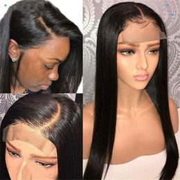 26Inch Straight Lace Front Wig Hd Lace Frontal Wig Human Hair Wigs For Women Brazilian Straight Closure Wig