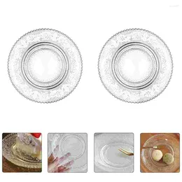 Dinnerware Sets 2 Pcs Glass Dish Salad Serving Breakfast Tray Cake Pan Exquisite Plate Vintage Embossed Crystal Decor