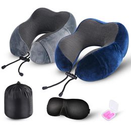 Pillow Ushape Travel Pillow Pure Memory Foam Neck Pillow for Airplane Office Nap Cervical Flight Sleeping Head Neck Support