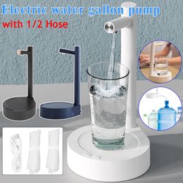 Other Drinkware Automatic Water Dispenser Smart Table Water Bottle Pump With Base 1800/1200mA USB Charging Electric Barreled Water Pump 230704