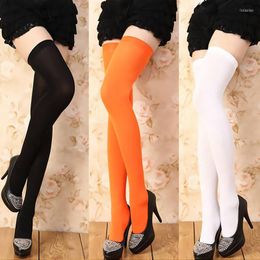 Women Socks 1Pair Sexy Over The Knee Thigh High Stockings Acrylic Solid Colour Thin Long For Girls
