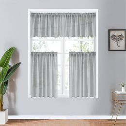 Curtains Topfinel Plain Short Sheer Curtains for Living Room Bedroom Decorative Tulle Kitchen Windows Curtains Drapes Voile Custommade
