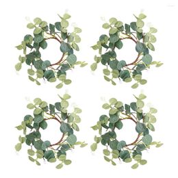 Decorative Flowers 4 Pcs Eucalyptus Wreath Rustic Wedding Decorations Ring Green Leaves Iron Wire