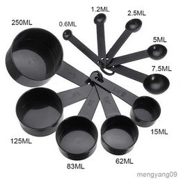 Measuring Tools Measuring Spoons Kitchen Cook Black Plastic Teaspoon Scoop Measuring Spoons Cups Measuring Set Tools Kitchen Tools R230704