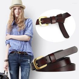 Belts Brand Thin Belt For Women Skinny Genuine Leather Waist Jeans Pants Dresses Ladies Waistband With Gold Pin Buckle