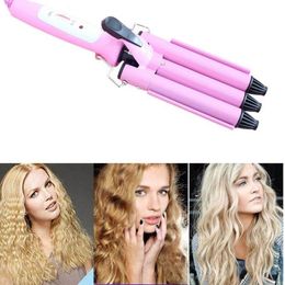 Professional beach wave Curling iron Tongs Pink Cone Head Ceramic triple Curling Iron Big Wave Three Barrel Hair curler ZA2056 Slhct