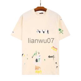 Men's T-Shirts GAL LAVIN Mens Designer T Shirt Casual Man Womens Tees handpainted ink splash graffiti letters loose shortsleeved round neck clothes J230704