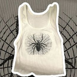 Women's Tanks Camis Women's Grunge Gothic spider Tee Y2k Clothes Punk Slim girl Baby Gothic Punk Streetwear white Casual Camisole White Crop Top 230703