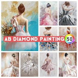 Stickers 5d Ab Diy Diamond Painting Ballet Dancer Full Diamond Square Round Embroidery Portrait Mosaic Rhinestone Dance Home Decor