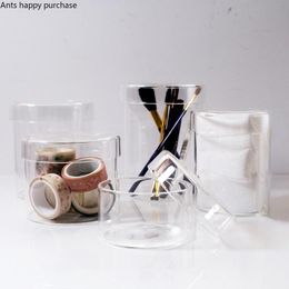 Knitting Transparent Glass Jar Storage Tank Storage Jar Candy Jars Cotton Swab Box Glass Bottle Organizer Decorative Jars Storage Boxes