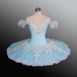 Girls Light Blue Swan Lake Ballet Tutu Purple Professonal Ballet Pancake Tutu For Competition Women Ballet Stage Costumes Skirt Fo300U