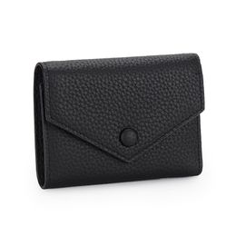 High Quality Genuine Leather Women Wallet Three Fold Short Wallets Solid Real Cow Leather Female Card Holder Purses for Women