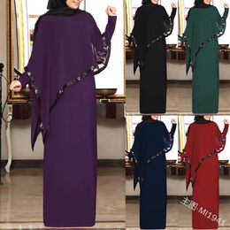 Muslim Chiffon Abaya Kimono Hijab Dress Cape Arabic Dubai African Women Pakistan Caftan Marocain Kaftan Qatar Islamic Clothing254Q