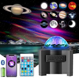 Lights Music Speaker Star Galaxy Projector Rechargeable Aurora Bedroom Night Light Nebula Lamps for Room Party Christmas Gift HKD230704