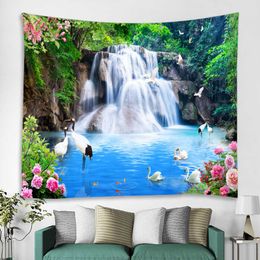 Tapestries 3D landscape scenery background decoration tapestry curtain wall covering Nordic style hippie wall decoration tapestry