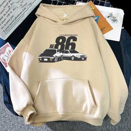 Men's Hoodies Initial D AE86 JDM Hoodies Japanese Car Fashion Letter Print Hoodie Men Women Streetwear Hip Hop Loose Anime Hoody HKD230704