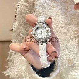 Relógios de pulso fashion strass feminino leve luxo sênior senhoras quartzo cerâmica casual elegante presente 0703