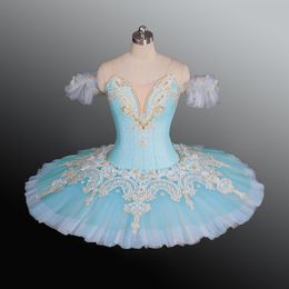 Girls Light Blue Swan Lake Ballet Tutu Purple Professonal Ballet Pancake Tutu For Competition Women Ballet Stage Costumes Skirt Fo2404