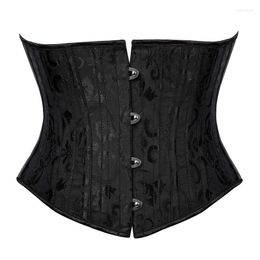 Bustiers & Corsets Women's Steel Boned Underbust Corset Women Steampunk Korset Gothic Clothing Waist Slimming Plus Size 3XL Short