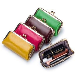 Leather Mini Lipstick Bag ID Credit Bank Business Card Holder Storage Coin Purse Clutch Pocket Dollar Wallets For Women Girls