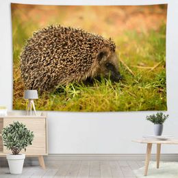 Tapestries Hedgehog Tapestry Lovely Animal Wall Hanging Kawai Wildlife Tapestries Cloth Home Bedroom Living Room Dorm Decor Wall Blanket