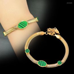 Link Bracelets LEEKER 316L Stainless Steel Gold Colour Bracelet For Women Black Green Oval Acrylic Fashion Jewellery Accessories 540 LK3