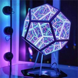 Lights IHOME Creative Cool Remote Control Projection Infinite Modern Minimalist Dodecahedron Night Color Body Art Light New 2023 HKD230704