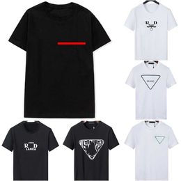 Designer t Shirt Mens Tshirt Women Luxury Black Tee Womens Clothes T-shirts Cotton Short Sleeve Triangle Print Inlay Tees Fashion Tshirts Size S-4xl303v