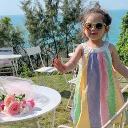 Girl Dresses 2023 Summer Fashion Kids Clothing Sleeveless Vest Skirt Girls Korean Dress Boutique Simple Style Clothes