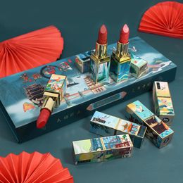 Leggings Classical 8pcs Chinese Style Lipstick Set Waterproof Long Lasting Moisturizing for Women Makeup Cosmetics Chinese Elements