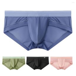 Yoga Outfit Sexy Men's Boxer Ice Screen Hole Cueca Large Convex Breathable Quick Dry Boxers Solid Color Underpants Men Underwear