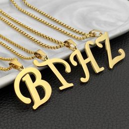 Pendant Necklaces 26 English Letters Titanium Steel Hip Hop Letter Necklace Fashion Trend Gift Wholesale