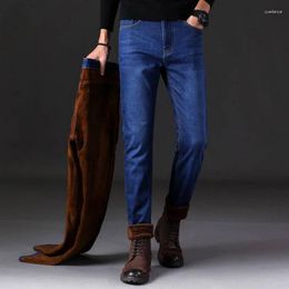 Men's Pants 2023 Winter Lambswool Warm Jeans Casual Men Fleece Thicken High-waisted Straight-leg Clothing