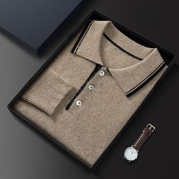 Men's T Shirts 2023 Spring Autumn High end Clothing 100 Pure Cashmere Knitwear POLO Collar Long Sleeve Warm Shirt Jacket pullover l230703