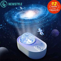 Lights Starry Sky Projector Night Light Spaceship Galaxy LED Projection Lamp Bluetooth Speaker For Kids Bedroom Home Party Decor HKD230704