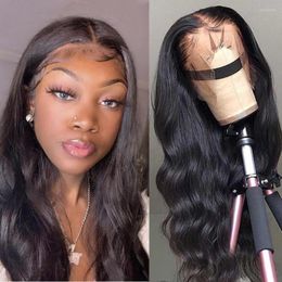 Inch Lace Front Wig Body Wave 6x6 Closure PrePlucked Brazilian Human Hair Wigs For Women 180 Density