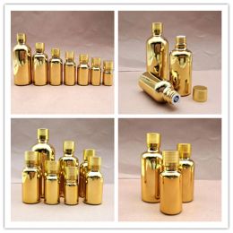 gold Glass5ml 10ml 15ml 20ml 30ml Bottle Vials Essential Oil Bottle with screw cap Perfume bottles fast shipping