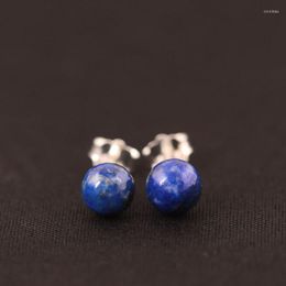 Stud Earrings 925 Sterling Silver Lapis Lazul Beads For Women Fashion Simple Style Ear Jewelry