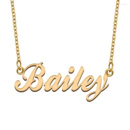 Pendant Necklaces Bailey Name Necklace For Women Stainless Steel Jewelry Gold Plated Nameplate Chain Femme Mothers Girlfriend Gift