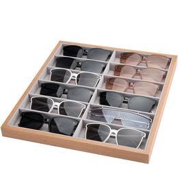 Sunglasses Cases Glasses For Men Case 12 Display Box Luxury Pear Tree Wooden Sunglasses Storage Collection Box Jewellery Tray Eyewear Accessories 230703
