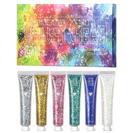 Eye Shadow Face Body Glitter Gel Set Of 6 Colours Sequins Long Lasting Sparkling Hair Nails Makeup 230703