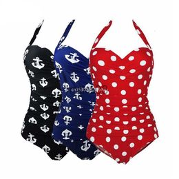 Women's Swimwear Plus Size One Piece Swimsuit Retro Dot Swimwear Women Hater Full Large Size Body Bathing Suit Maillot De Bain Monokini Dropship J230704