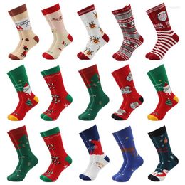 Men's Socks 1pair Creative Mens Happy Colourful Cartoon Funny Harajuku Sock Personalised Fashion Casual Party Santa Claus Print Gift