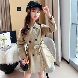 Coat Khaki Red Trench For Girls Spring&Autumn Double-Breasted Long Jacket Children Clothes Kids Christmas Coats 4-14Y