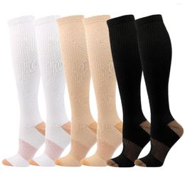 Women Socks Compression Graduated Knee High Stockings Training Running Recovery Cycling Travel Outdoor Men Sports