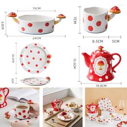 Mugs Hand Painted Mushroom Mug Underglaze Ceramic Coffee Milk Cup CuteTeapot Bowl Plate Handmade Tableware Home Party Decor Gifts